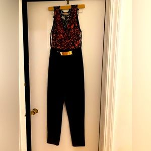 Party jumpsuit black and Orange red